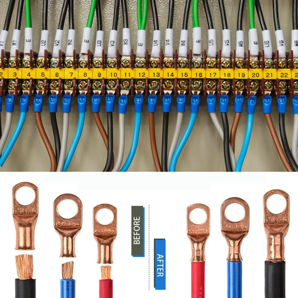 Puristuspihdit 6-50mm² liukumattomilla kahvoilla ja säädettävällä kiertomekanismilla