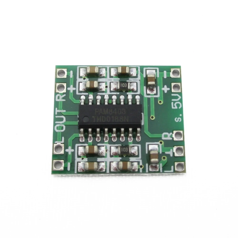 PAM8403 3W + 3W stereovahvistin Arduinoon ja mikrokontrollereille