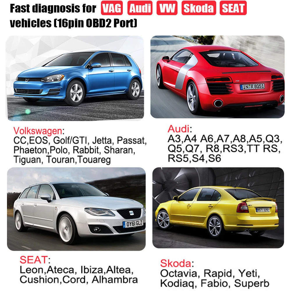 Ancel VD500 OBD2 VW-, Audi-, Seat- ja Skoda-autoihin - vikakoodinlukija