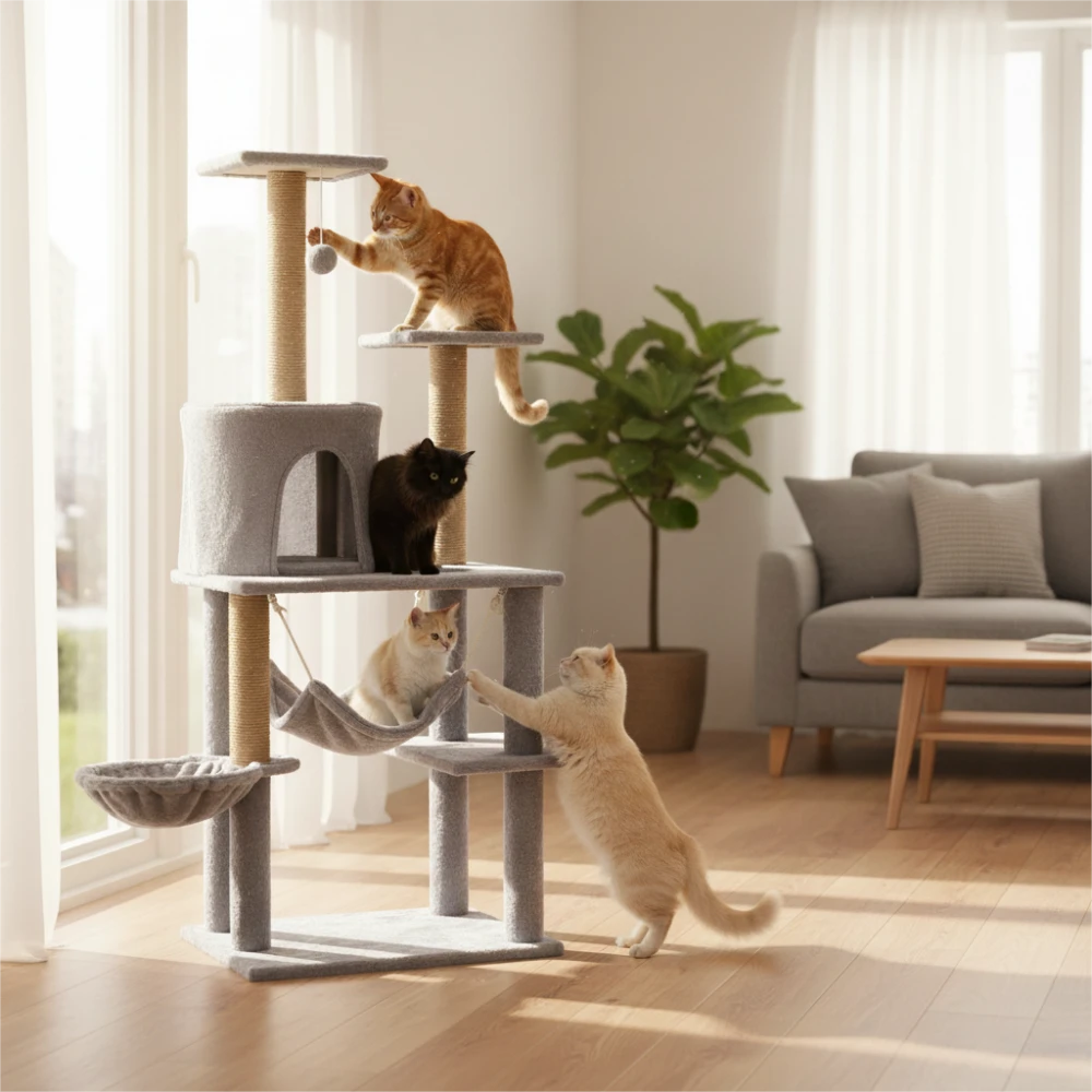 Postes de sisal natural para proteger muebles en árbol rascador