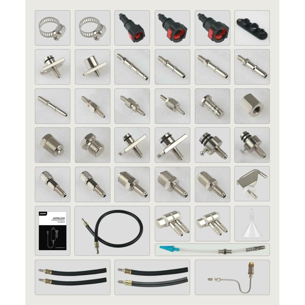 AUTOOL C100 polttoainesuuttimien puhdistin bensiinille adaptereilla