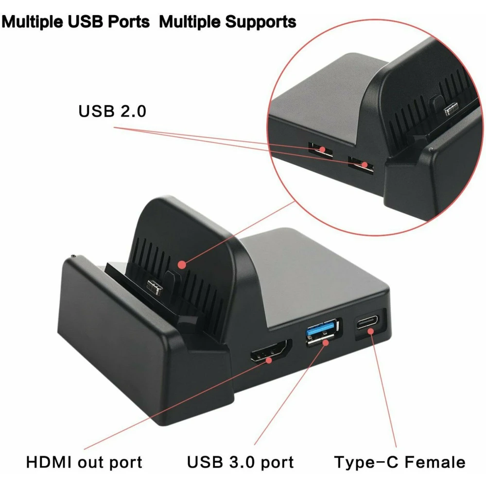 Kannettava telakka Nintendo Switchille - kompakti HDMI USB mini dock