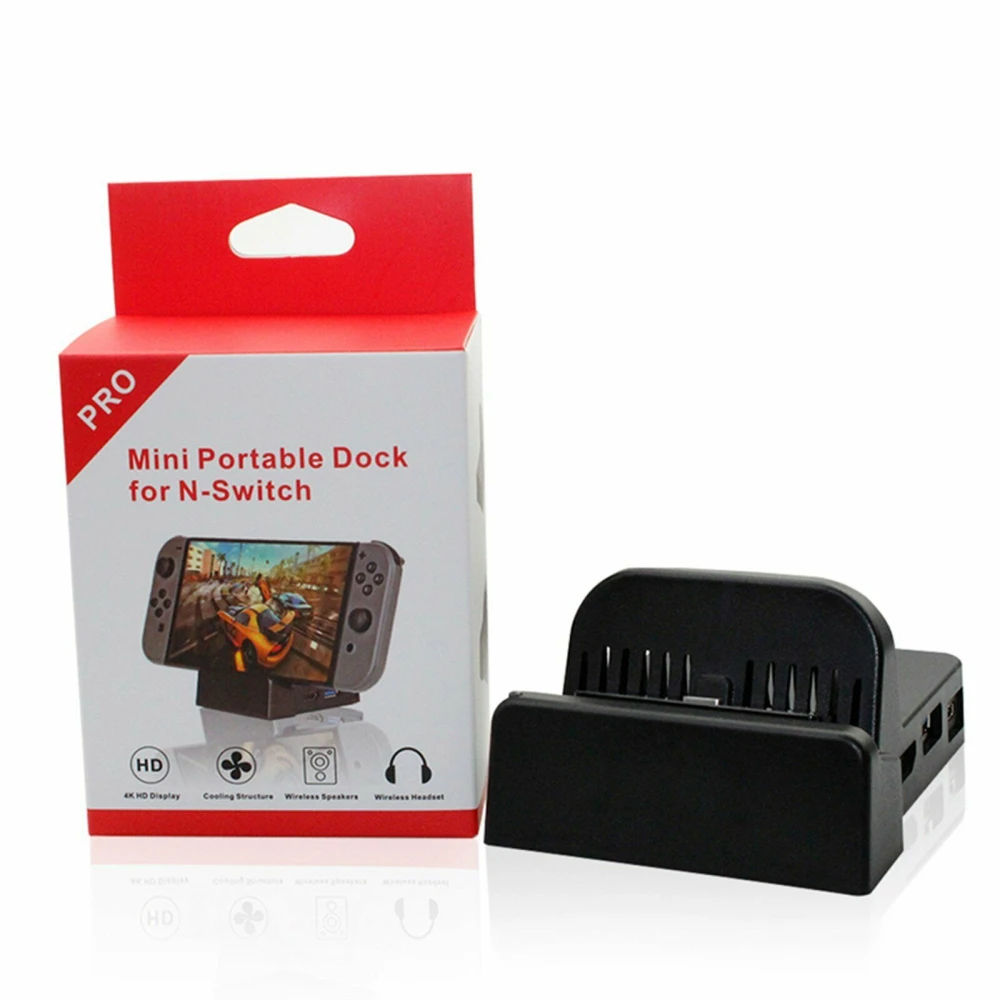 Mini dock portátil para Nintendo Switch con puerto USB y HDMI visibles