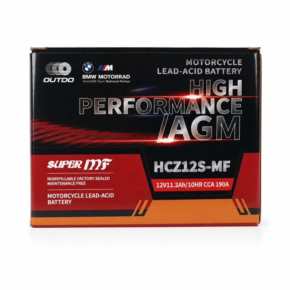 Moottoripyörän akku AGM 12V 11.2Ah OUTDO HCZ12S-MF - Yhteensopiva Yuasa YTZ12S(-BS) / GTZ12S / ETZ12S