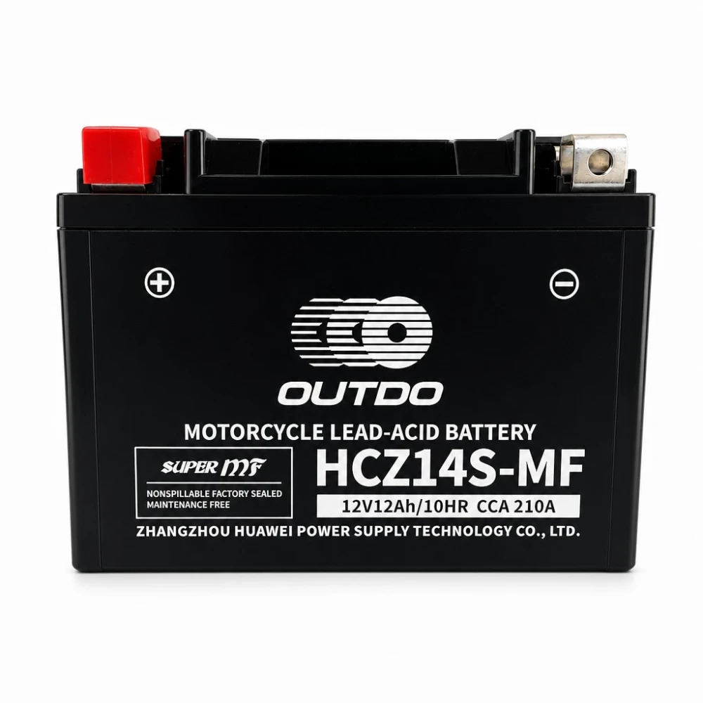 Moottoripyörän akku AGM 12V 12Ah OUTDO HCZ14S-MF - Yhteensopiva Yuasa YTZ14S(-BS) / GTZ14S / ETZ14S