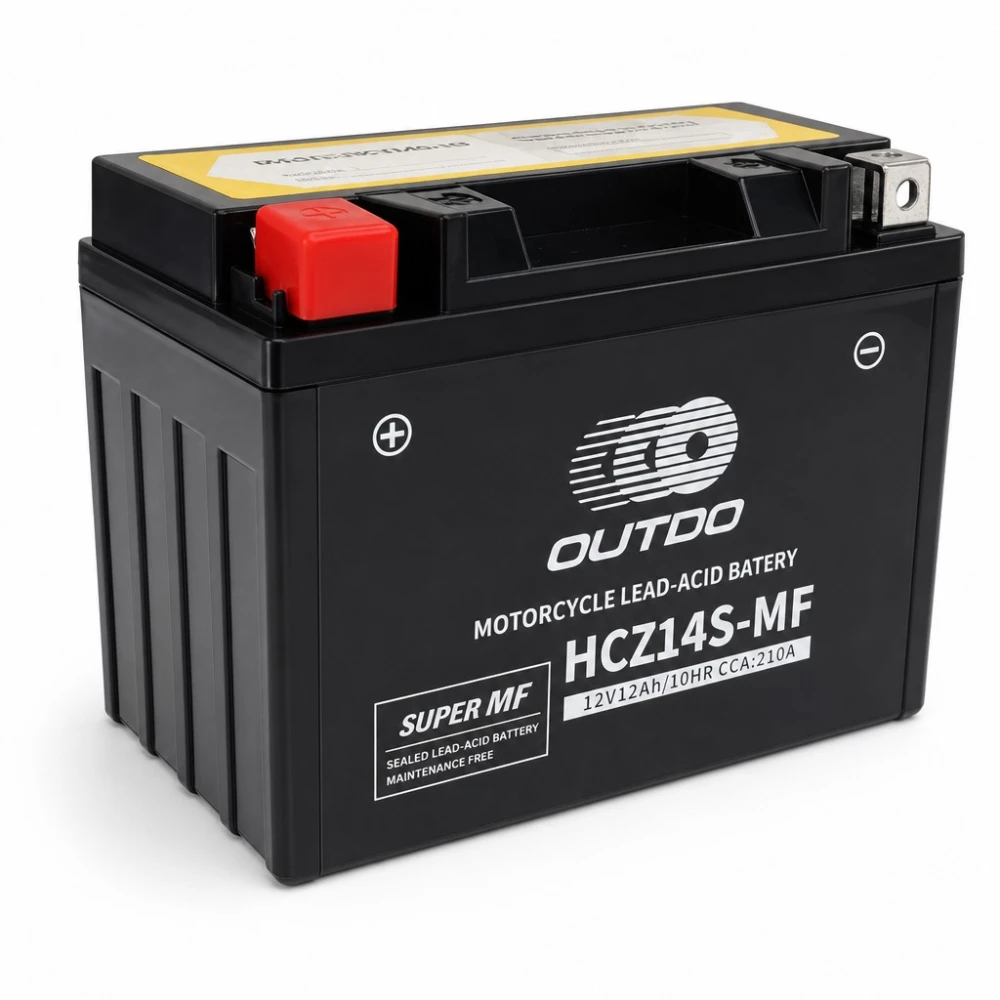 Moottoripyörän akku AGM 12V 12Ah OUTDO HCZ14S-MF - Yhteensopiva Yuasa YTZ14S(-BS) / GTZ14S / ETZ14S