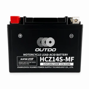 Moottoripyörän akku AGM 12V 12Ah OUTDO HCZ14S-MF - Yhteensopiva Yuasa YTZ14S(-BS) / GTZ14S / ETZ14S