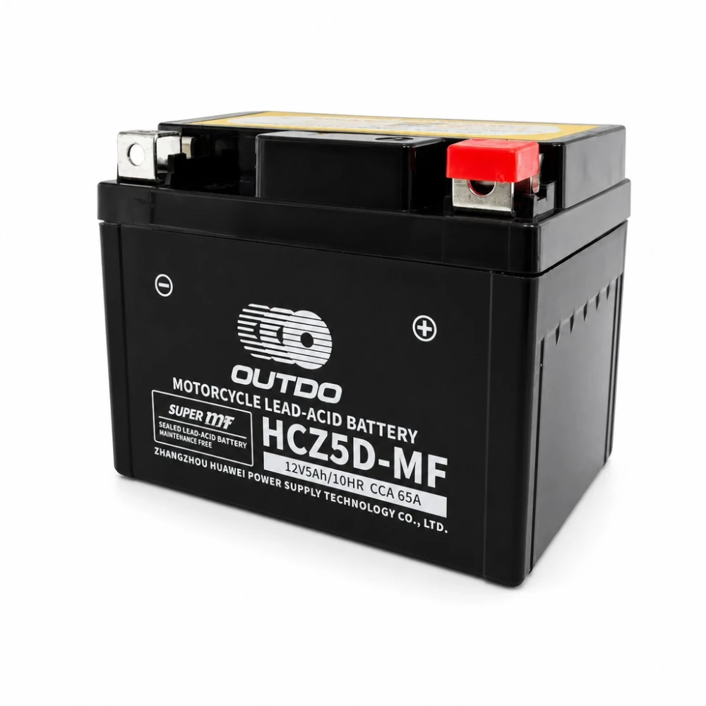 Moottoripyörän akku AGM 12V 5Ah OUTDO HCZ5D-MF - Yhteensopiva Yuasa YTZ7S-BS / GTZ7S / ETZ5L-BS