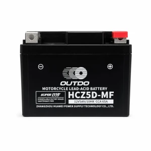 OUTDO Moottoripyörän akku AGM 12V 5Ah OUTDO HCZ5D-MF - Yhteensopiva Yuasa YTZ7S-BS / GTZ7S / ETZ5L-BS
