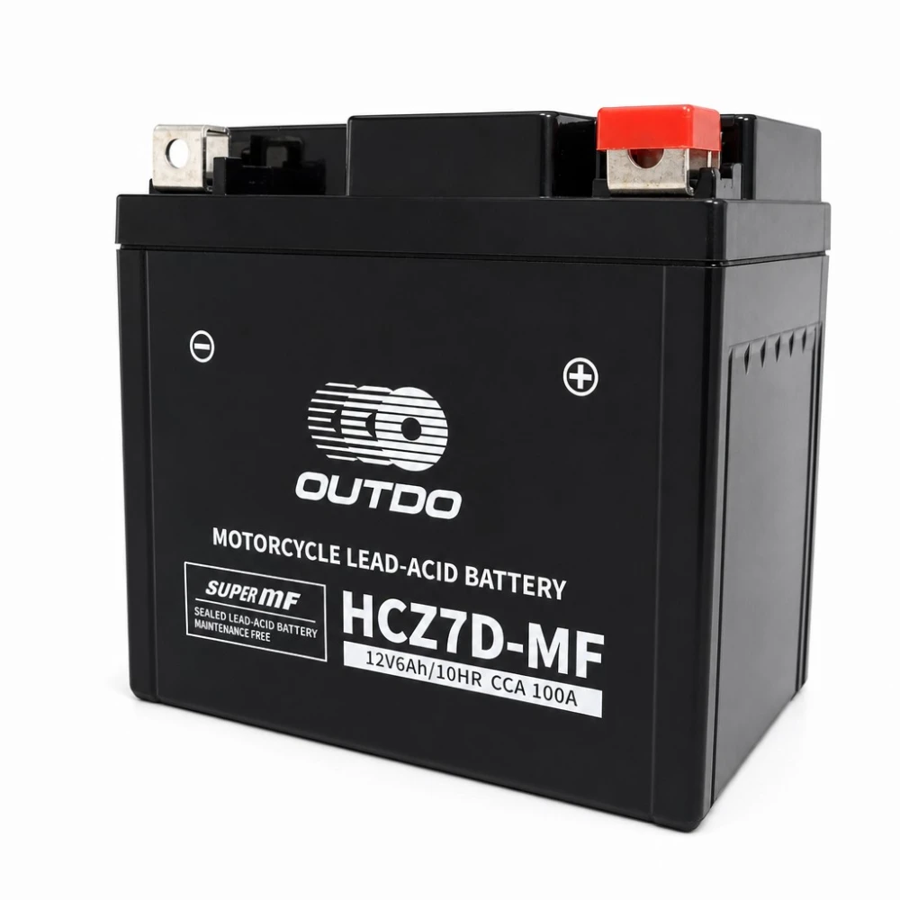 Moottoripyörän akku AGM 12V 6Ah OUTDO HCZ7D-MF - Yhteensopiva Yuasa YTZ7S-BS / GTZ7S / ETZ7S