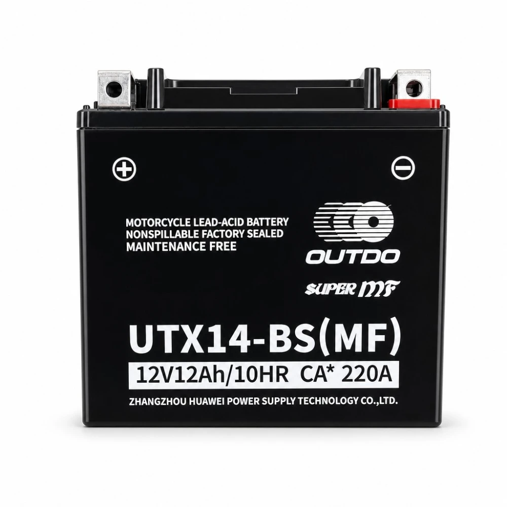 Moottoripyörän akku AGM 12V 12Ah OUTDO UTX14-BS(MF) - Yhteensopiva Yuasa YTX14-BS / GTX14-BS / ETX14-BS