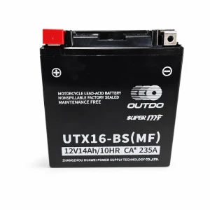 OUTDO Moottoripyörän akku AGM 12V 14Ah OUTDO UTX16-BS(MF) - Yhteensopiva Yuasa YTX16-BS / GTX16-BS / ETX16-BS / 16-B
