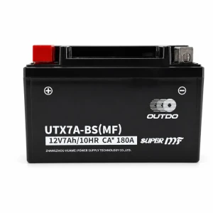 OUTDO Moottoripyörän akku AGM 12V 7Ah OUTDO UTX7A-BS(MF) - Yhteensopiva Yuasa YTX7A-BS / GTX7A-BS / ETX7A-BS