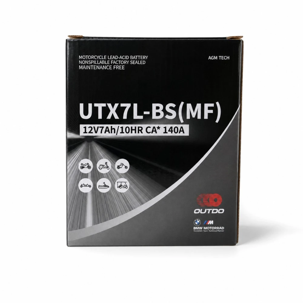 Moottoripyörän akku AGM 12V 7Ah OUTDO UTX7L-BS(MF) - Yhteensopiva Yuasa YTX7L-BS / GTX7L-BS / ETX7L-BS