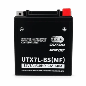 OUTDO Moottoripyörän akku AGM 12V 7Ah OUTDO UTX7L-BS(MF) - Yhteensopiva Yuasa YTX7L-BS / GTX7L-BS / ETX7L-BS