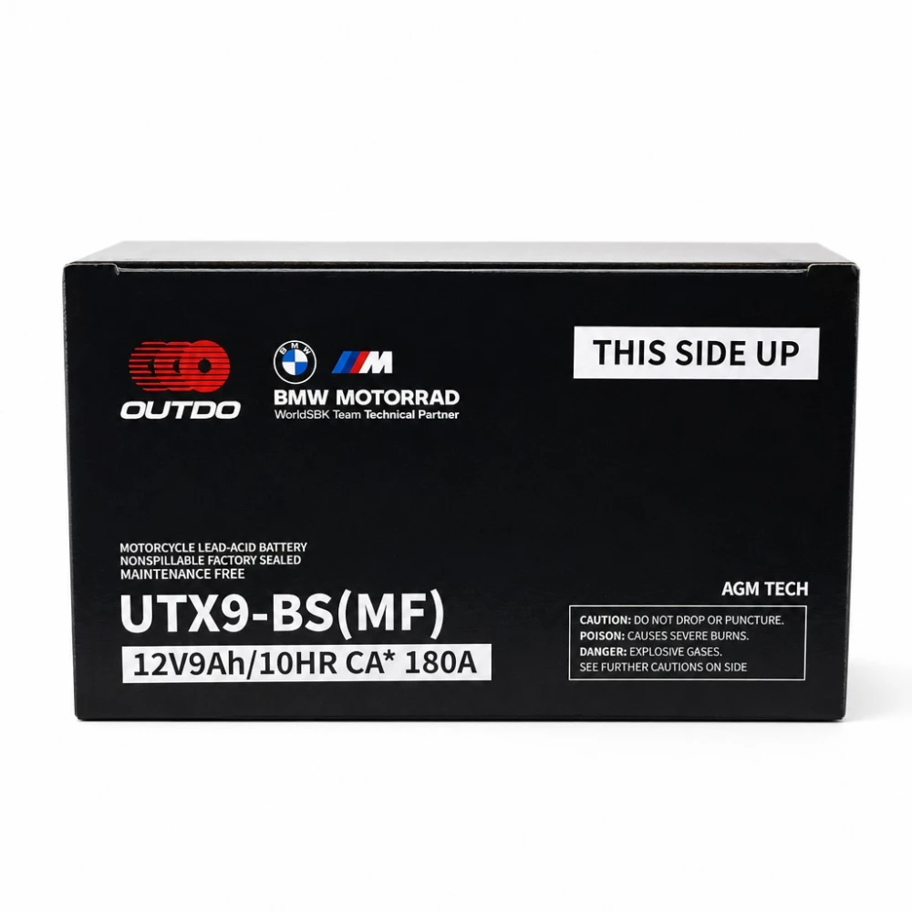 Moottoripyörän akku AGM 12V 9Ah OUTDO UTX9-BS(MF) - Yhteensopiva Yuasa YTX9-BS / GTX9-BS / ETX9-BS
