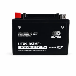 OUTDO Moottoripyörän akku AGM 12V 9Ah OUTDO UTX9-BS(MF) - Yhteensopiva Yuasa YTX9-BS / GTX9-BS / ETX9-BS