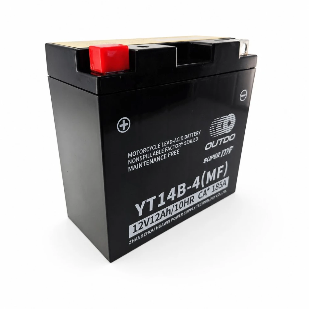 Moottoripyörän akku AGM 12V 12Ah OUTDO YT14B-4(MF) - Yhteensopiva Yuasa YT14B-BS / GT14B-BS / GT14B-4 / ETZ14B-BS / ET14B-4