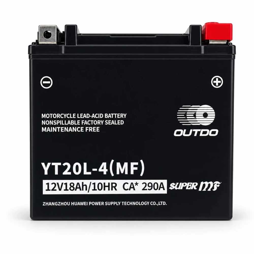 Moottoripyörän akku AGM 12V 18Ah OUTDO YT20L-4(MF) - Yhteensopiva Yuasa YTX20L-BS / GTX20L-BS / ETX20L-BS / Y50-N18L-A