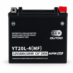 Moottoripyörän akku AGM 12V 18Ah OUTDO YT20L-4(MF) - Yhteensopiva Yuasa YTX20L-BS / GTX20L-BS / ETX20L-BS / Y50-N18L-A