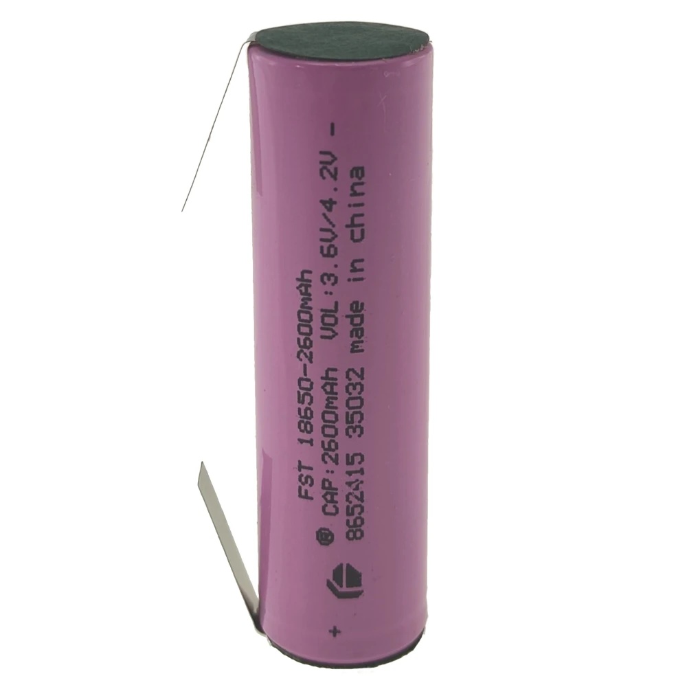 Laadukas 18650-akku 2600mAh 3,7V juotosliuska