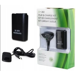 Xbox 360 ladattava akku Play and Charge - langattomalle ohjaimelle, musta
