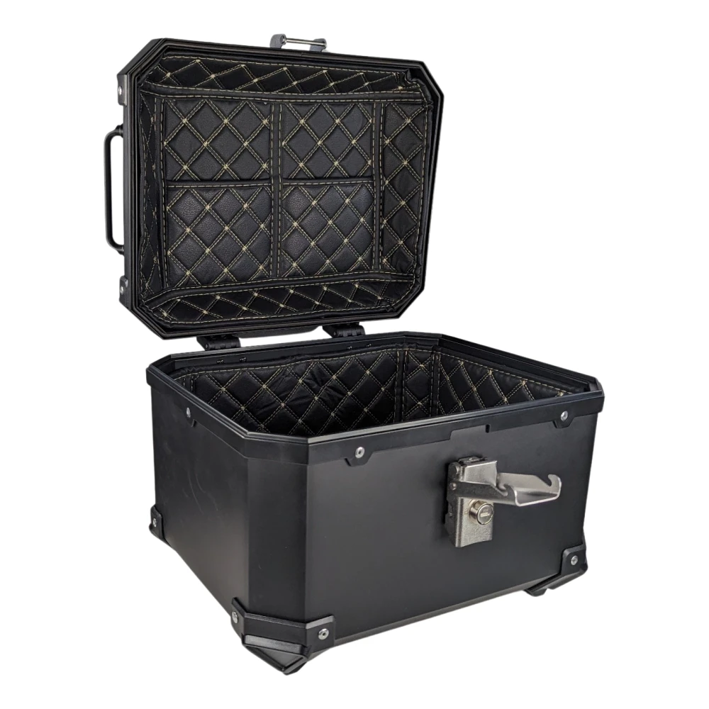 Yleismallinen 36L moottoripyörän takalaukku selkänojalla ja neliömallisena ABS-mustana