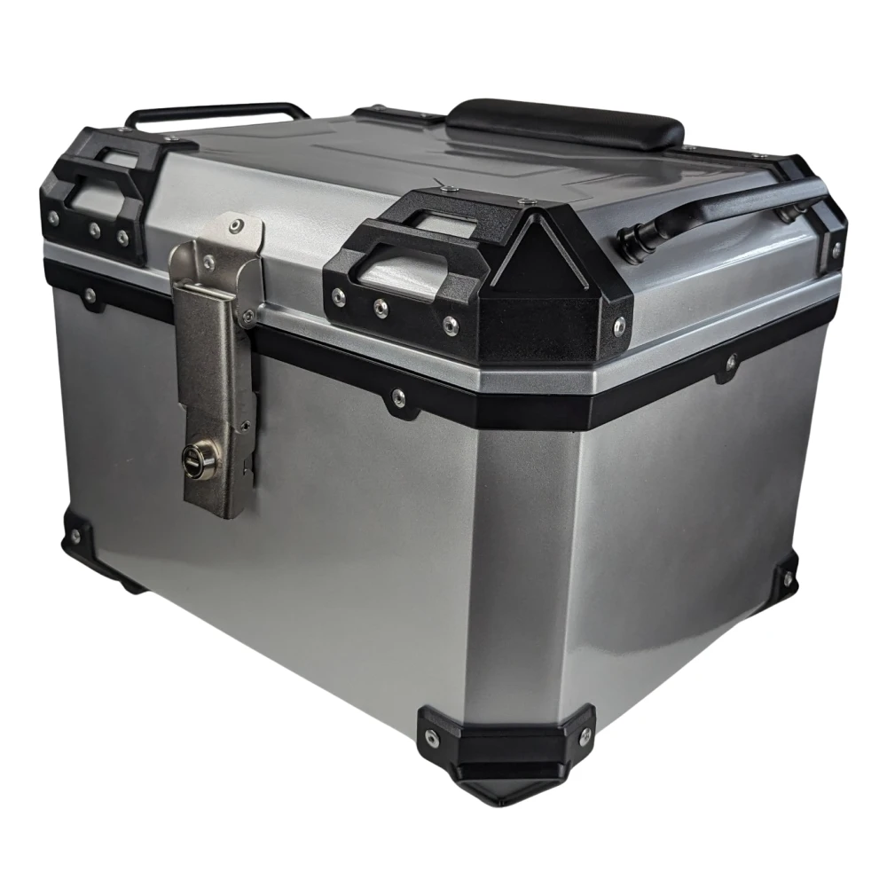 Yleismallinen moottoripyörän takalaukku 45L hopea - neliömalli 1 kypärälle