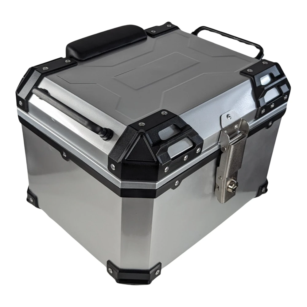 Yleismallinen moottoripyörän takalaukku 45L hopea - neliömalli 1 kypärälle