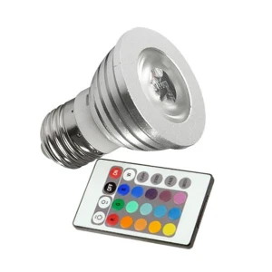 RGB LED-lamppu E27 3W kaukosäätimellä