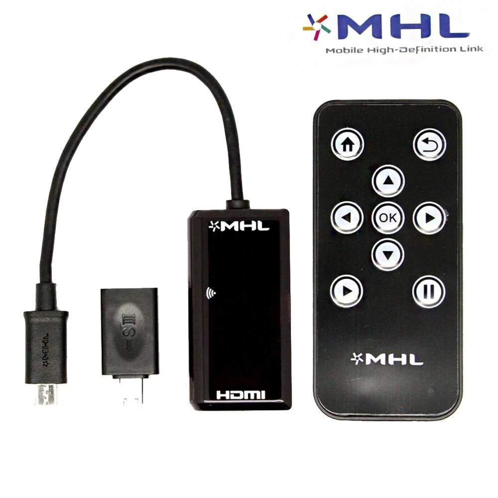 MHL-HDMI-sovitinjohto kaukosäätimellä Galaxy S2, S3, S4, S5, Note 2 ja HTC One