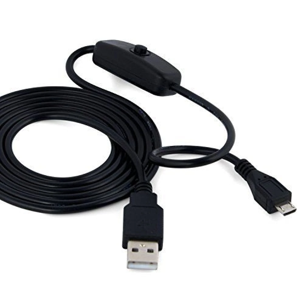 USB A–Micro USB -kaapeli kytkimellä Raspberry Pi:lle 1m musta