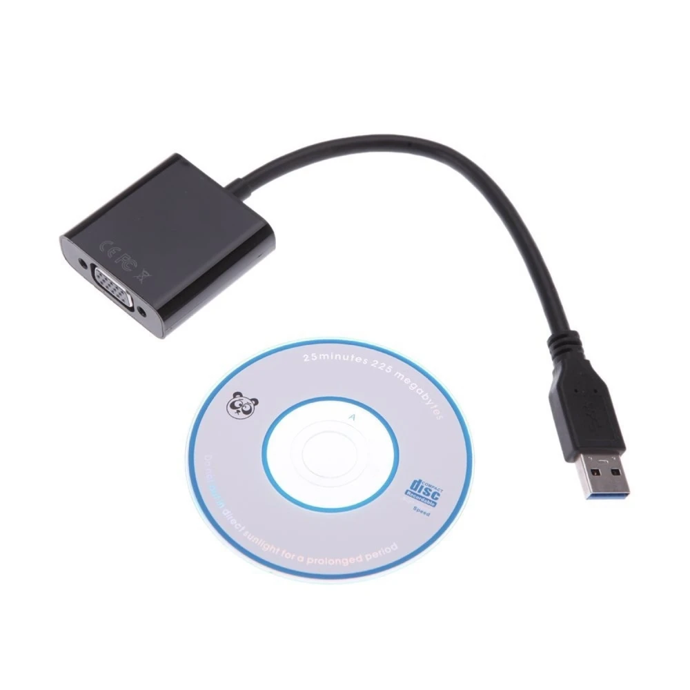 Adaptador USB 3.0 a VGA conectado a ordenador y monitor