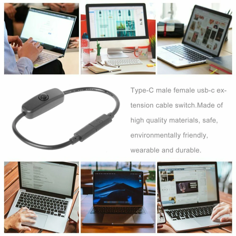 Cable de extensión USB-C con interruptor ON/OFF para accesorios electrónicos