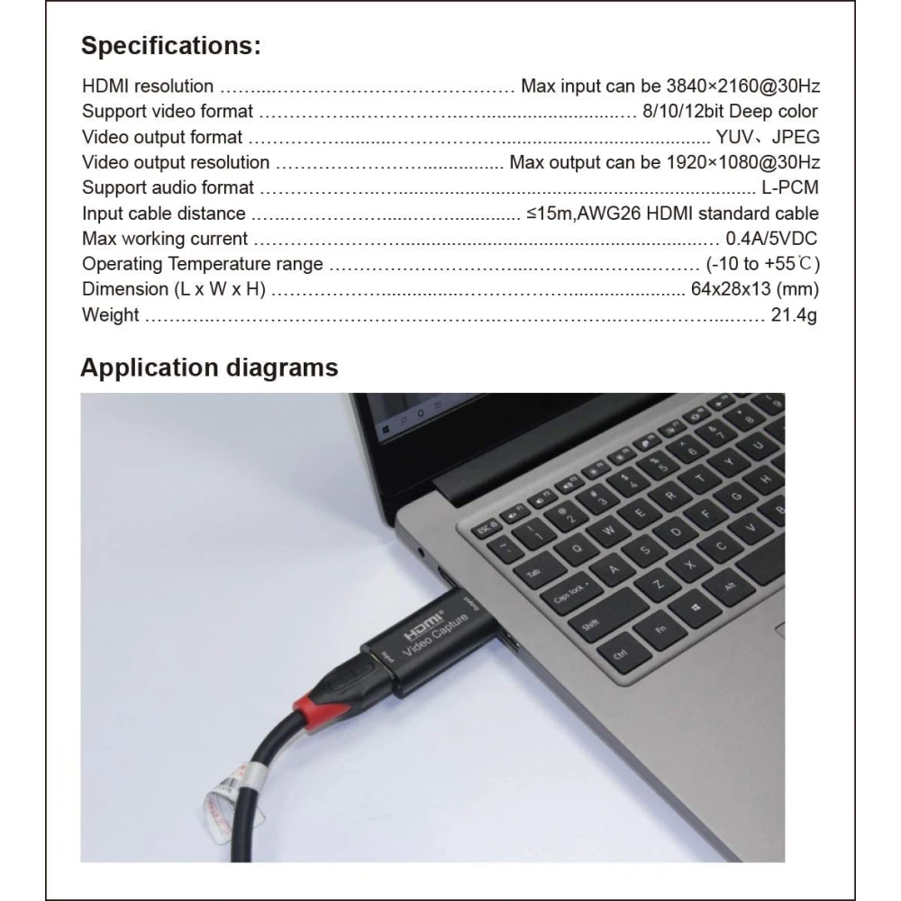 HDMI USB -videokaappauskortti 1080P striimaukseen, peleihin ja videokokouksiin