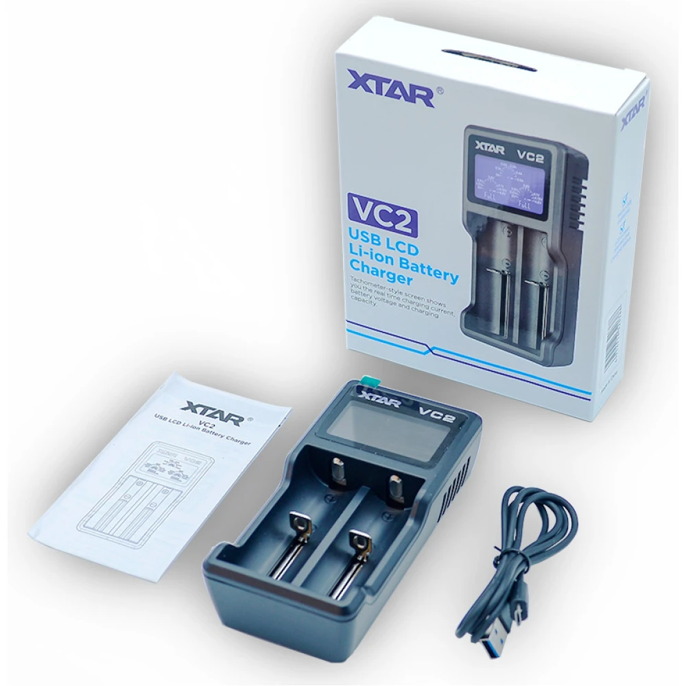 Cargador XTAR VC2 en uso con batería de litio