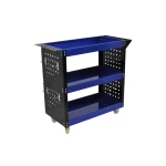 Ammattimainen 3-hyllyinen työkalukärry sivutasoilla ja koukuilla työpajan järjestämiseen