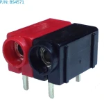 Vista lateral del conector hembra banana 4mm BS4571 para montaje superficial