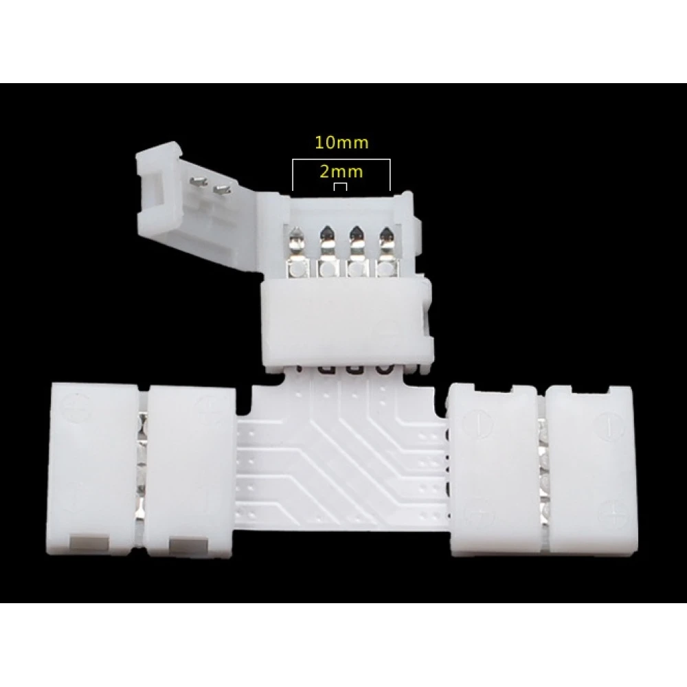 LED T-liitin 4-napainen 10mm 5050 RGB LED-nauhoille YourLed