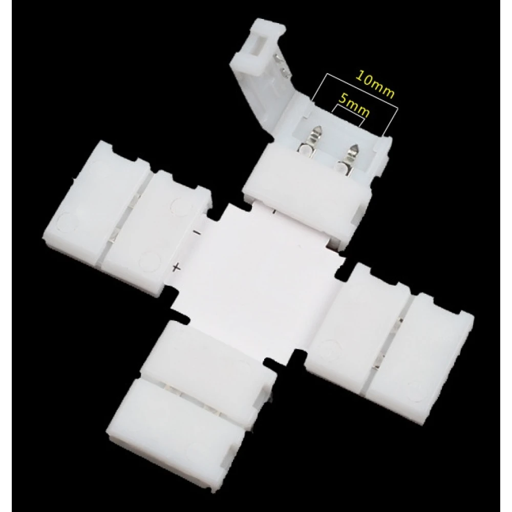 X-muotoiset LED-klipsiliittimet 10mm 2-pin 5050 RGB LED-nauhoille