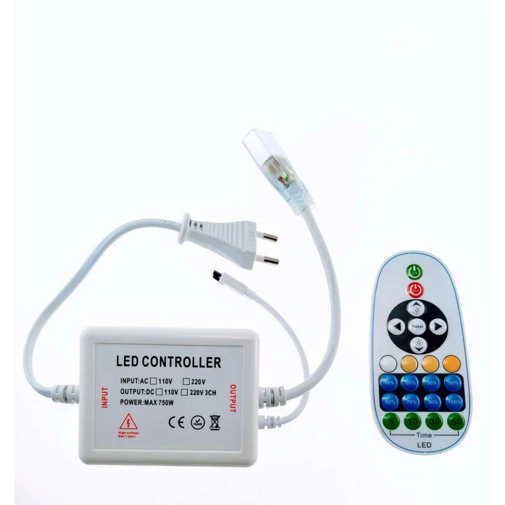 Controlador dimmer para tira led 220v con mando a distancia y regulador de luz