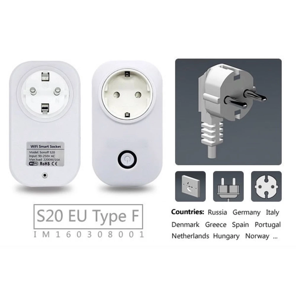 Enchufe Sonoff S20 compatible con Alexa y Google Assistant