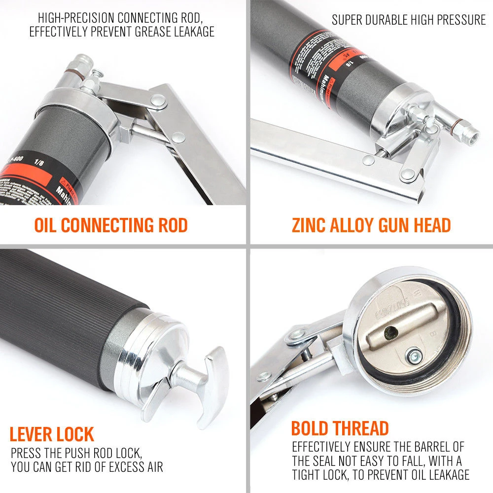 Käsikäyttöinen rasvaprässi 600ml korkeapainepumpulla ja letkulla