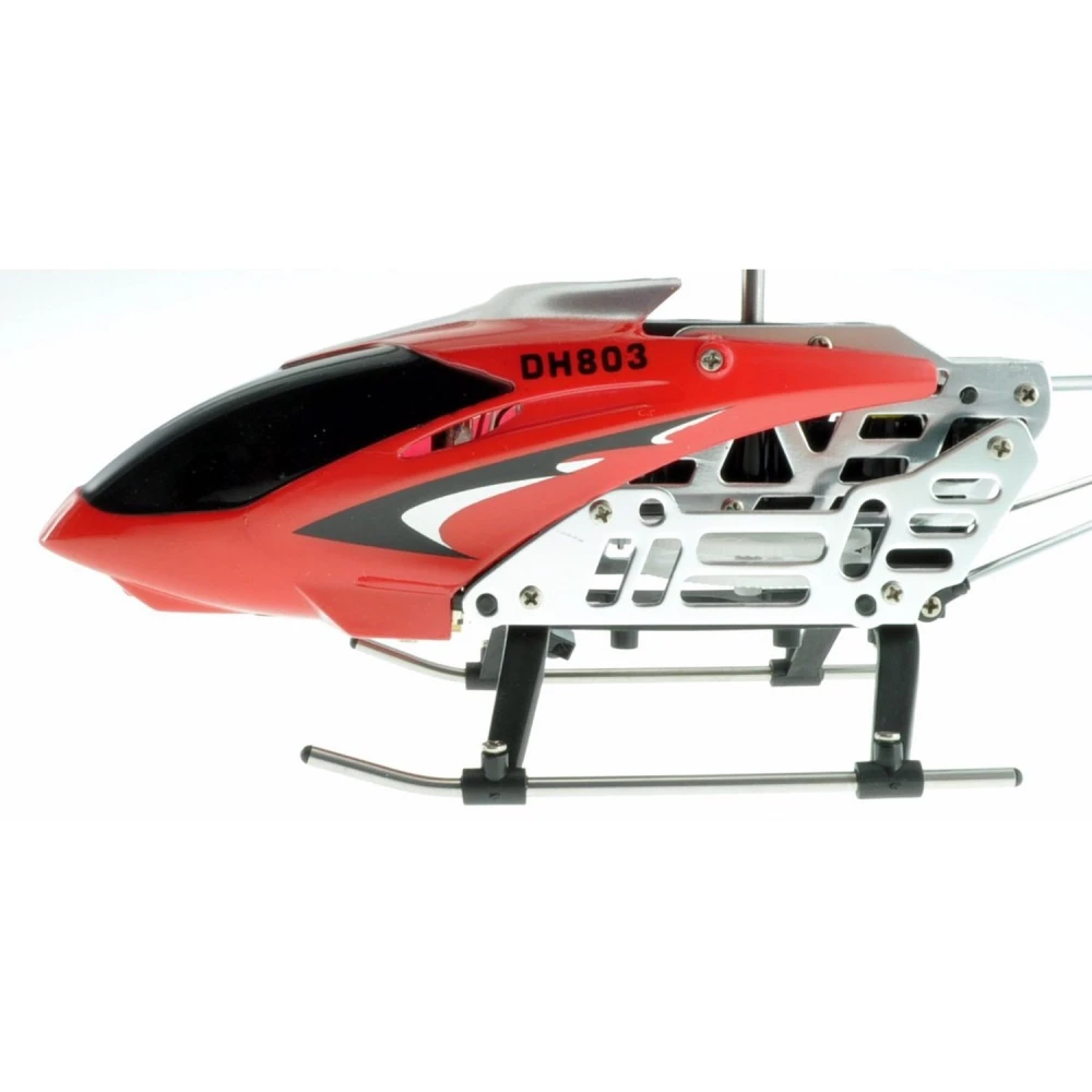 Helicoptero RC DH803 cargando batería mediante cable USB