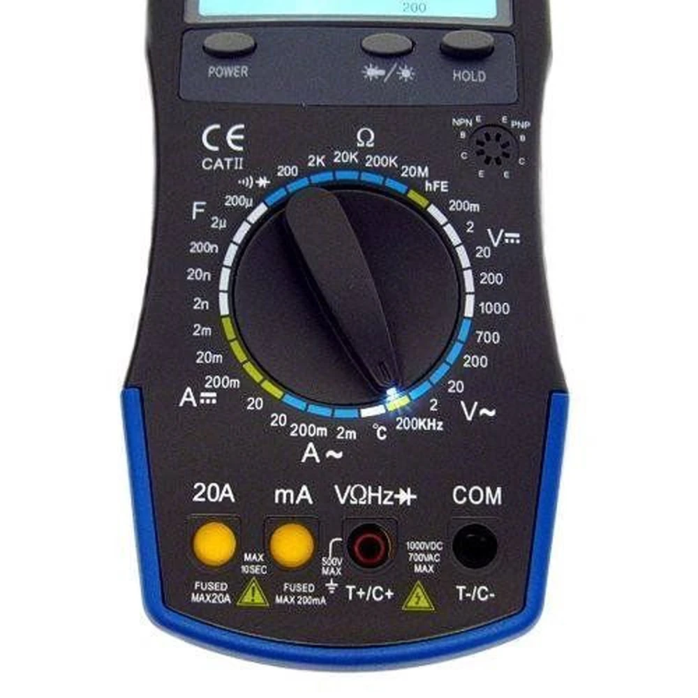 Multímetro digital Hp-760b HoldPeak mostrando medición de temperatura