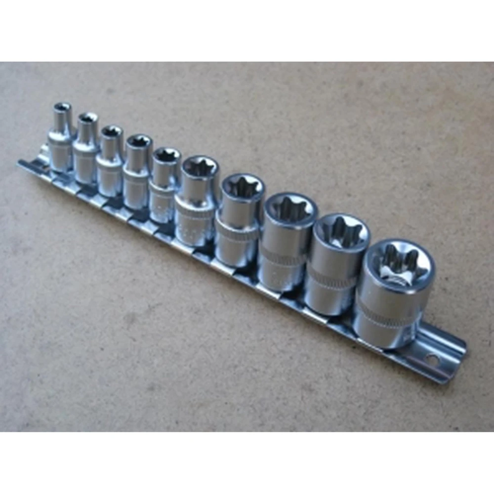 1/4 Torx-kärkihylsysarja 10 osaa TSX TOOL kromivanadiiniterästä