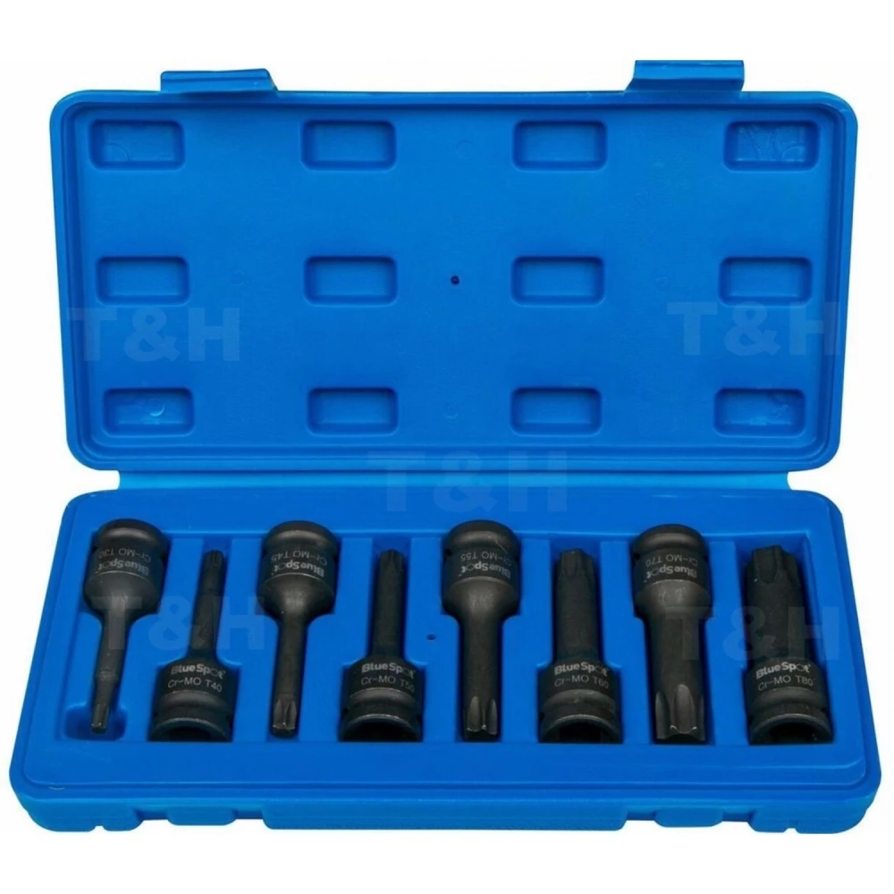 Torx-iskuhylsysarja 1/2 T30-T80 - 8 osaa TSX TOOL