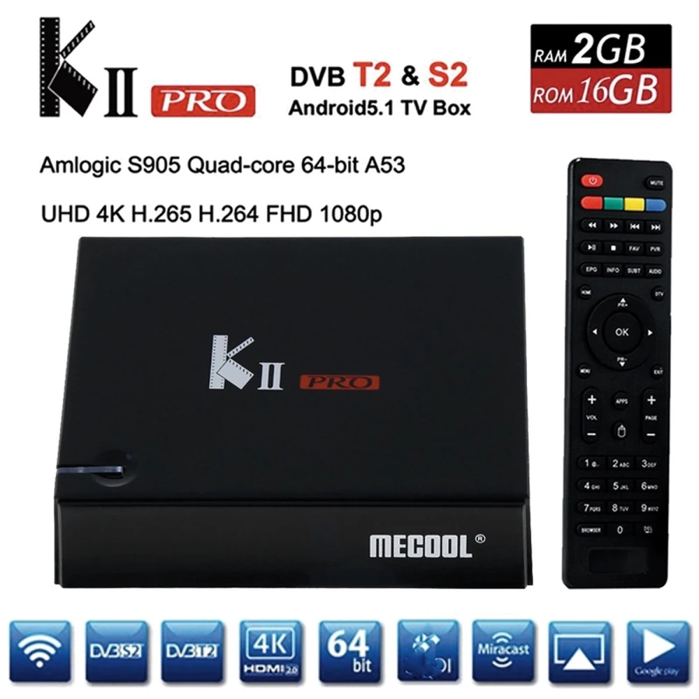 Kii Pro DVB-S2 DVB-T2 Android TV Box 2GB/16GB 4K