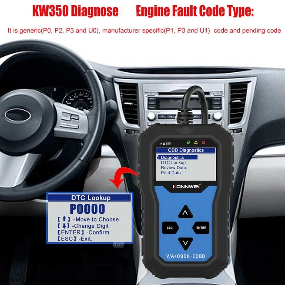 Konnwei KW350 täydellisen järjestelmän diagnostiikkaskanneri VW Audi Seat Skoda