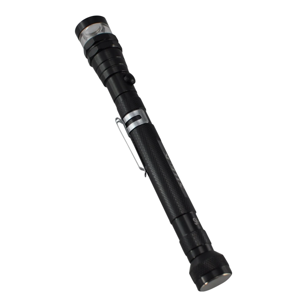 Linterna telescópica con luz LED y base magnética para uso manos libres